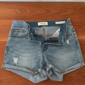 High waisted denim shorts lightly worn